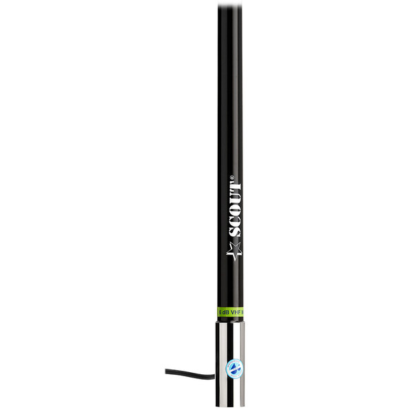 Scout 8' Black VHF Antenna 6dB Heavy Stainless Steel Ferrule w\/6M RG-8x Includes PL-259 Heavy Duty Offshore Antenna KS-43 [PF AN NVHF00021T]