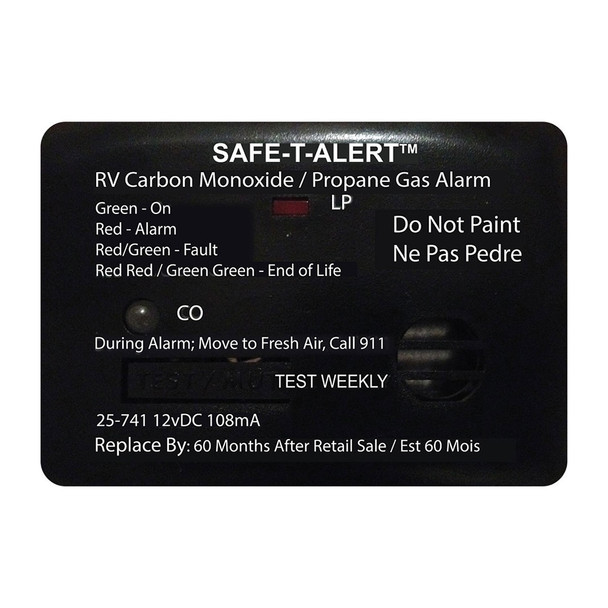 Safe-T-Alert 25 Series Surface Mount Dual Carbon Monoxide\/Propane Alarm - 12V Hardwire - Black [25-741-BL]