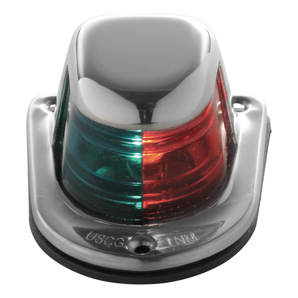 Attwood 1-Mile Deck Mount, Bi-Color Red\/Green Combo Sidelight - 12V - Stainless Steel Housing [66318-7]