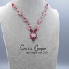 Necklace Set, "V" in shades of Rose & Crystal MSet24-6285