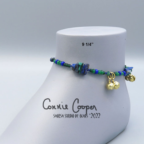 Stone Chip Anklet, Malachite & Lapis,  Blue & Green  ANK22-5010