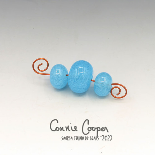Beads, Set of 3, Aqua Seed Glass  LBS23-5824