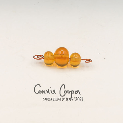 Beads, Set of 3, Med Amber LBS24-6397