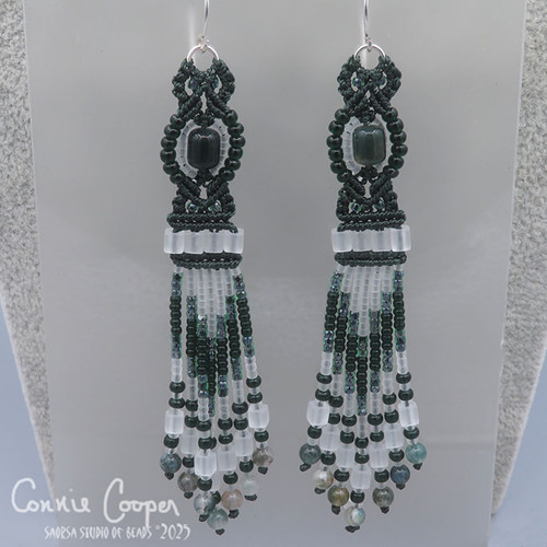 8 St Stone Fringies Moss Agate w/Forest Green & Frost White ME25-7494