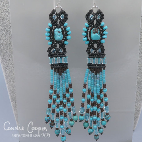8 St Stone Fringies Turquoise w/Charcoal & Turquoise & Dark Brown ME25-7498