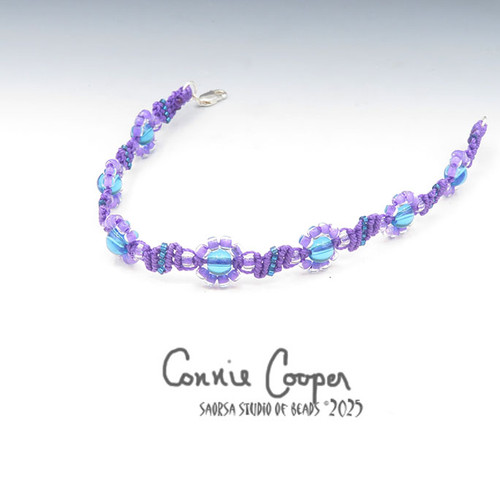 Bracelet, Daisy Chain,  7-Bead in Amethyst & Aqua  MBra26-7688