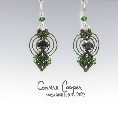 Crystal Ovals in Green Olive & Morion  ME26-7697