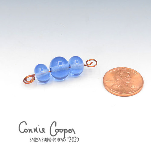 Beads, Set of 3, Med Blue Transp LBS26-7645