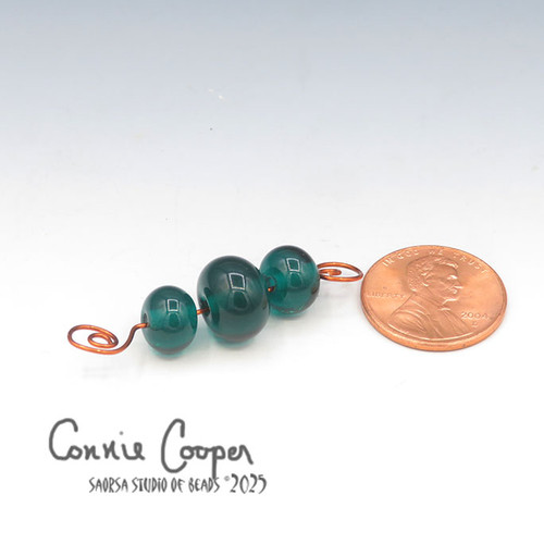 Beads, Set of 3, Dk Teal Transp LBS26-7648