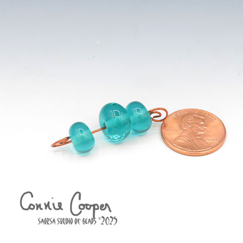 Beads, Set of 3, Lt Teal Transp LBS26-7650