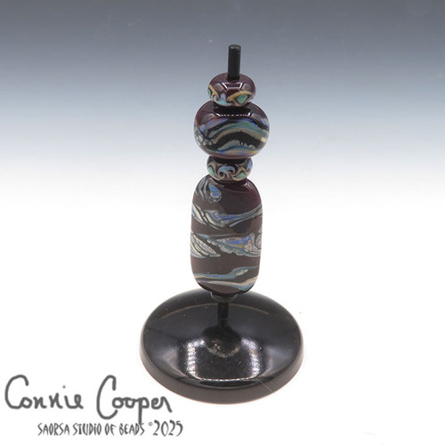 Beads, Set of 4, Abstract on Dk Purple LBS26-7642