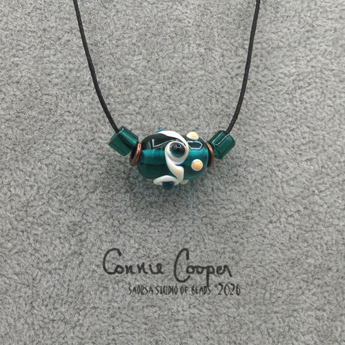 1-Bead in Teals w/Cream OB26-7844