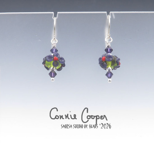 Florals, Purple on Olive Green GBE26-7775