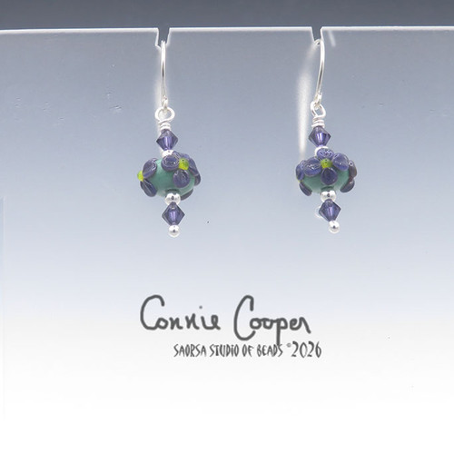 Florals, Purple on Opaque Sherwood Green GBE26-7778