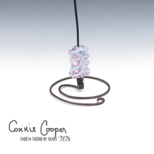 Bead, Pale Amethyst w/Raked Purple & Aqua Twistie  LBF26-7747