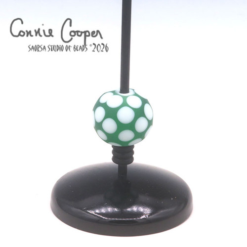 Bead, Matted, Green w/white  LBF26-7959