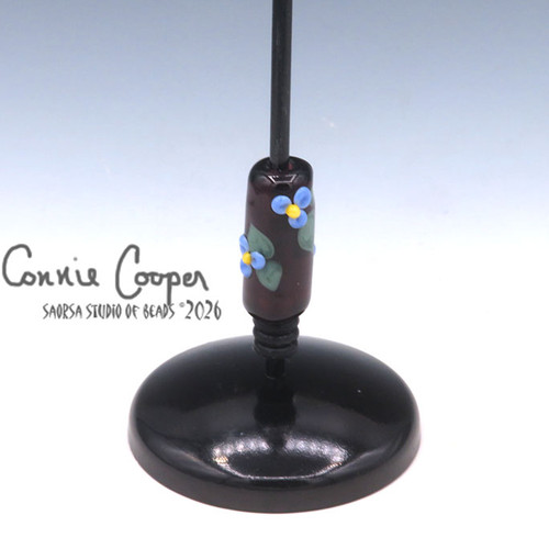 Bead,  Dk Amethyst w/Blue Floral LBF26-8004