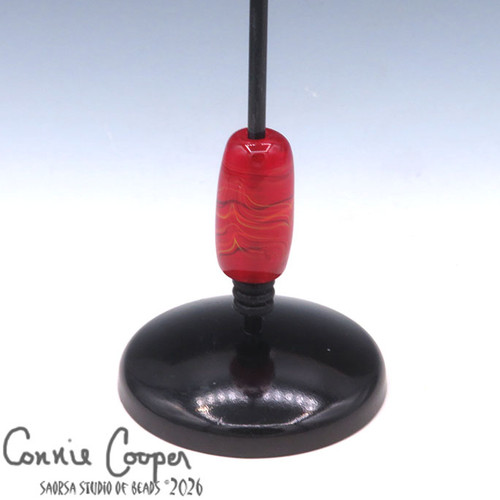 Bead,  Red w/Raked Ocelot LBF26-8005