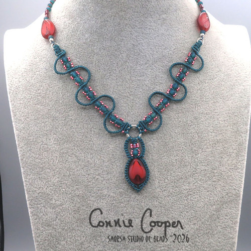 Necklace, Squiggle, Marina & Dk Fuschia   MN26-8033