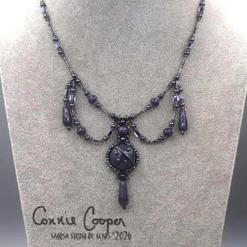 Necklace Set, Princess Style, Dk. Purple & Hematine  GBSet26-8083