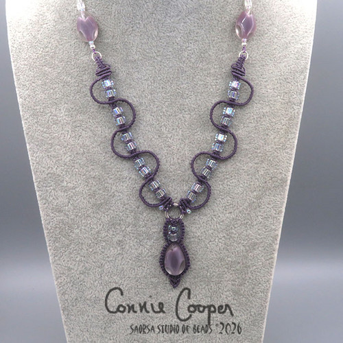 Necklace, Squiggle, Lavender & Crystal   MN26-8137