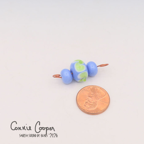 Tiny Beads, Set of 3, Opaque Lt. Perriwinkle & Lt. Grass Green  LBS26-8179