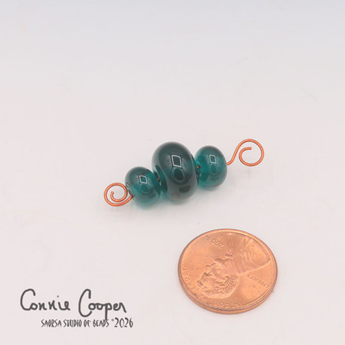 Tiny Beads, Set of 3, Transparent   Teal  LBS26-8219