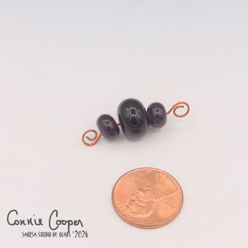 Tiny Beads, Set of 3, Transparent  Dk. Purple Blue  LBS26-8222