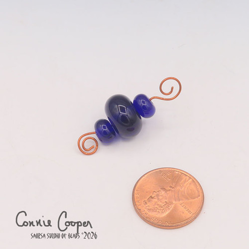 Tiny Beads, Set of 3, Transparent  Cobalt  LBS26-8229