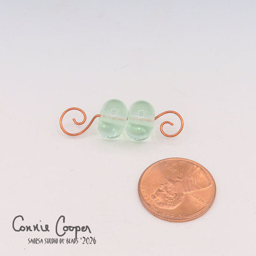 Beads, Matched Pair,  Transparent Pale Emerald  LBPr26-8287