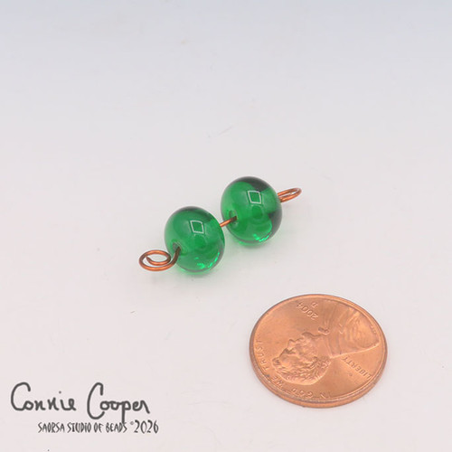 Beads, Matched Pair,  Transparent Lt. Emerald  LBPr26-8290