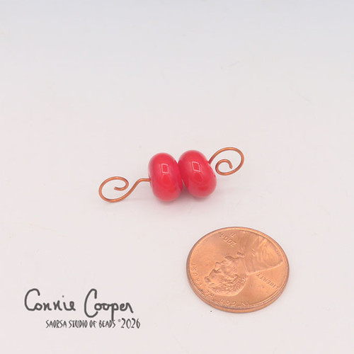 Beads, Matched Pair,  Opaque Brite Red LBPr26-8240