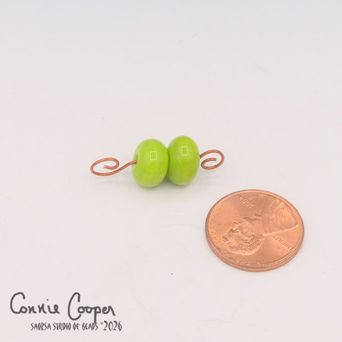 Beads, Matched Pair,  Opaque Parrot Green  LBPr26-8245