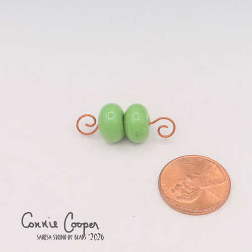 Beads, Matched Pair,  Opaque Lt. Grass  LBPr26-8246