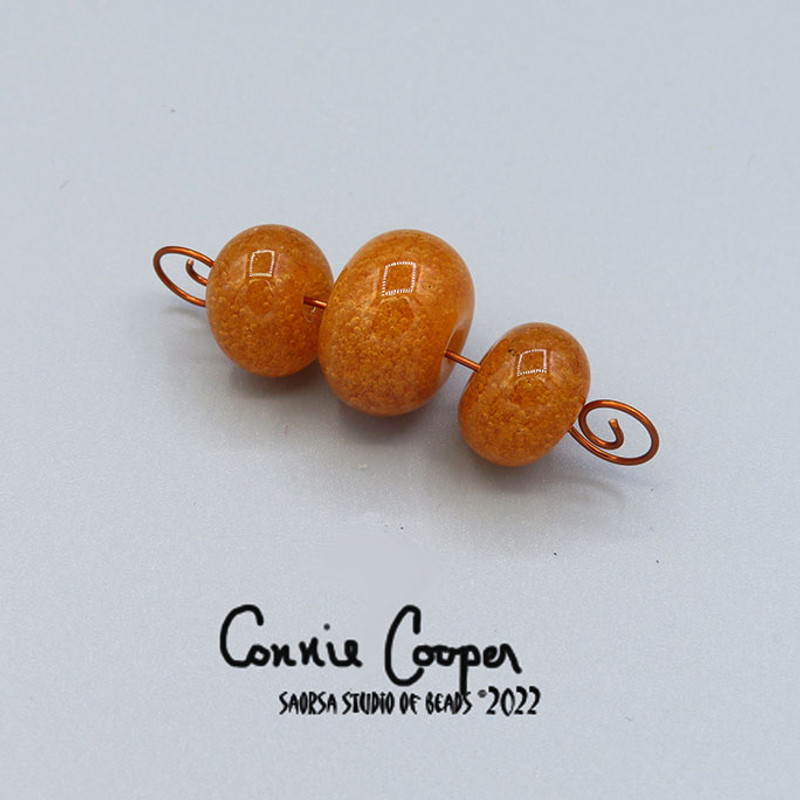 Beads, Set of 3, Amber Seed Glass  LBS22-5097