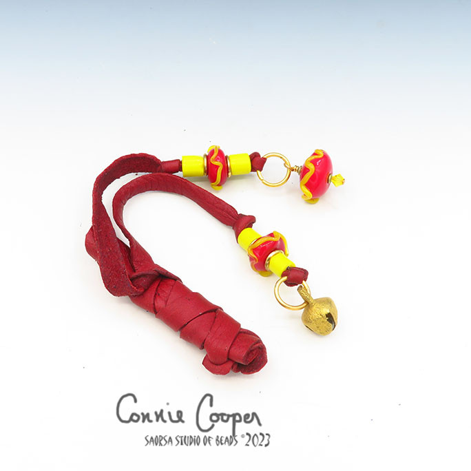 Braid Wrap, Red Body, Red & Yellow Beads, Bead Charm & Coins/Bell BW23-6240