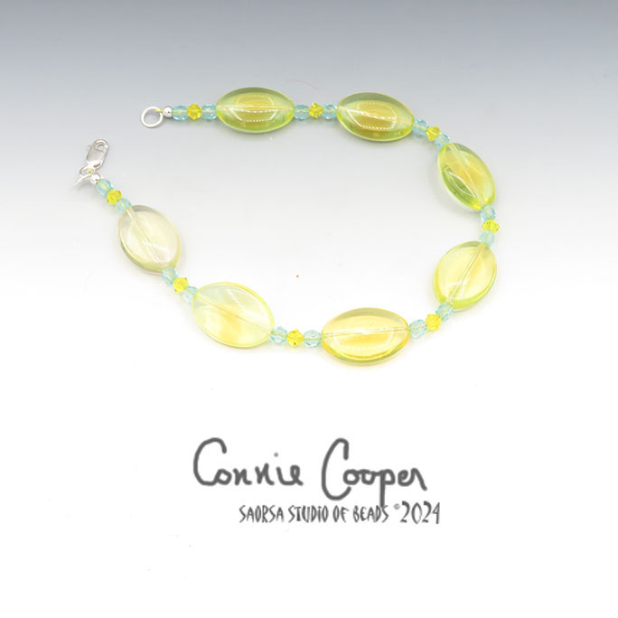 Anklet, Yellow & Aqua Glass ANKsp24-6466