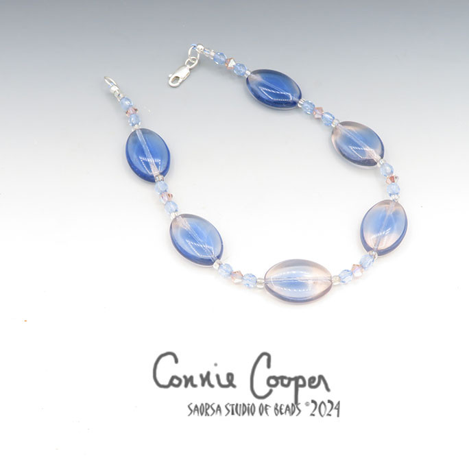 Anklet, Blue & Peach Glass ANKsp24-6468