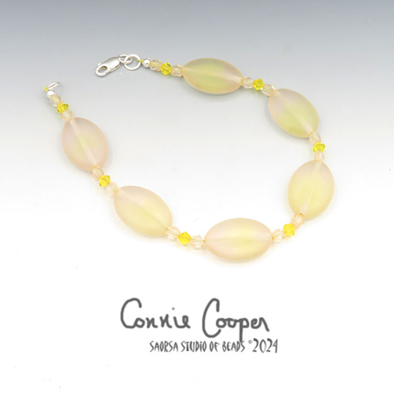 Anklet, Yellow Matte & Peach Glass ANKsp24-6469