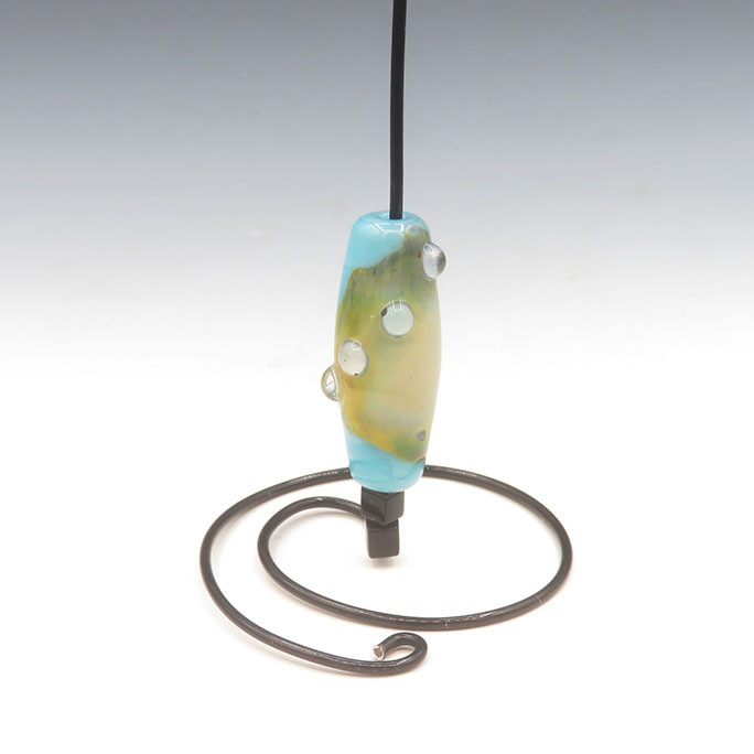 Bead, Turquoise w/Silver Glass Shard  LBF25-7540