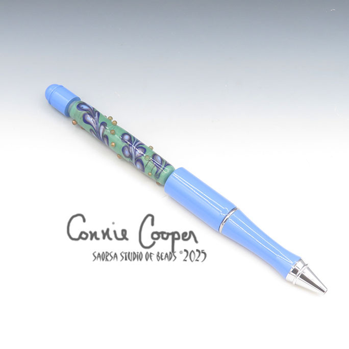 Bead Pen Green w/Raked Purple Dots PEN25-7638