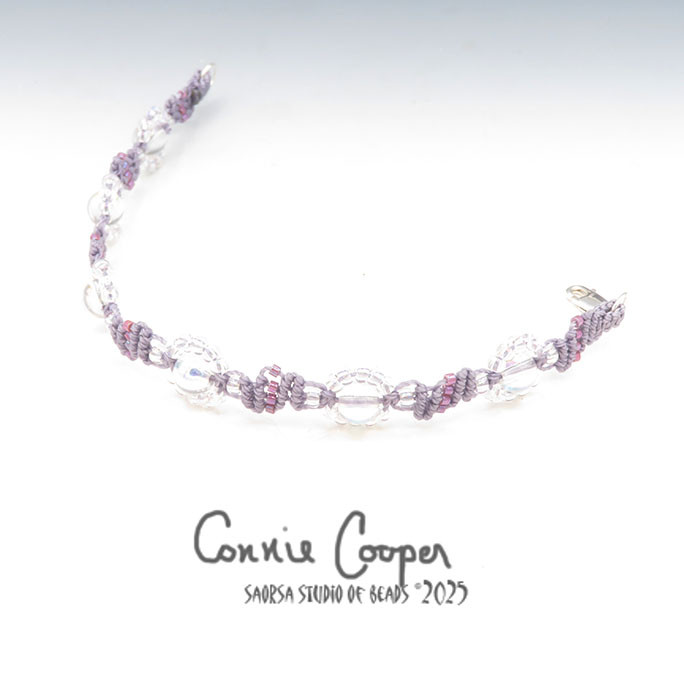 Bracelet, Daisy Chain,  6-Bead in Lavender & Crystal AB MBra26-7674