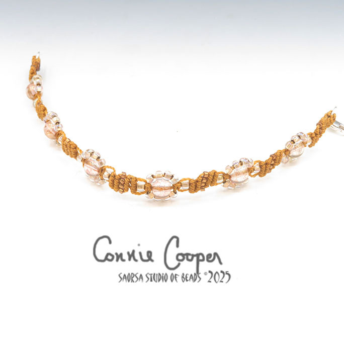 Bracelet, Daisy Chain,  6-Bead in Gold & Gold/Pink  MBra26-7676