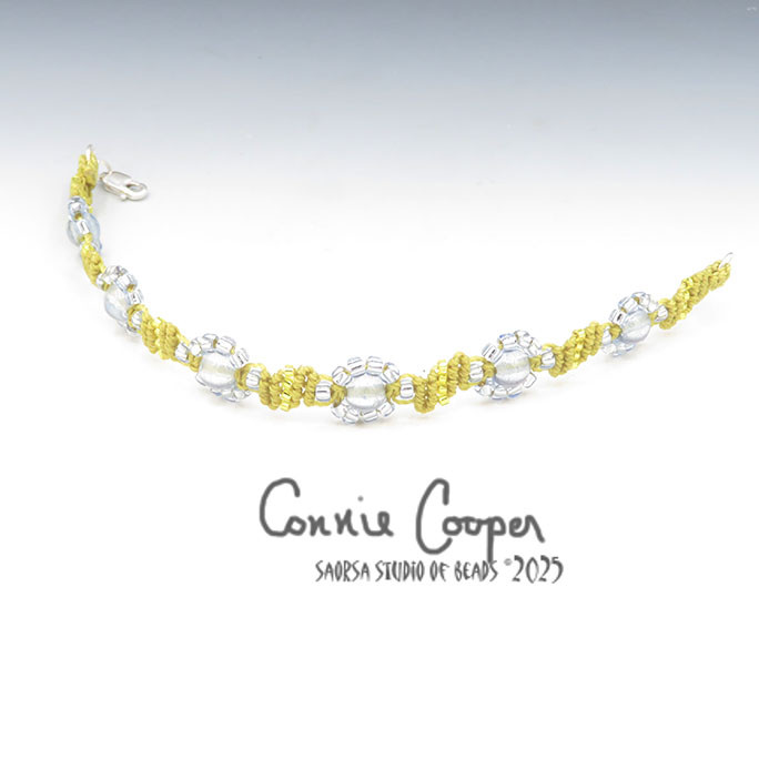 Bracelet, Daisy Chain,  6-Bead in Lemongrass & Pale Blue  MBra26-7677