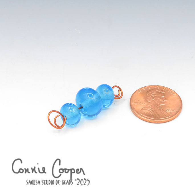 Beads, Set of 3, Aqua Transp LBS26-7651