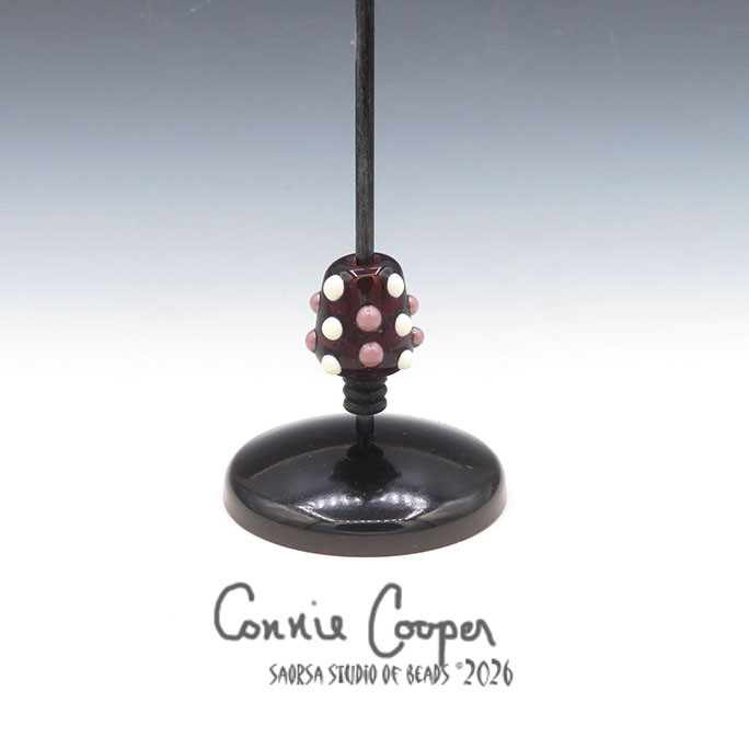 Bead, Cone, Reddish Brown w/Purple & Cream  LBF26-7756