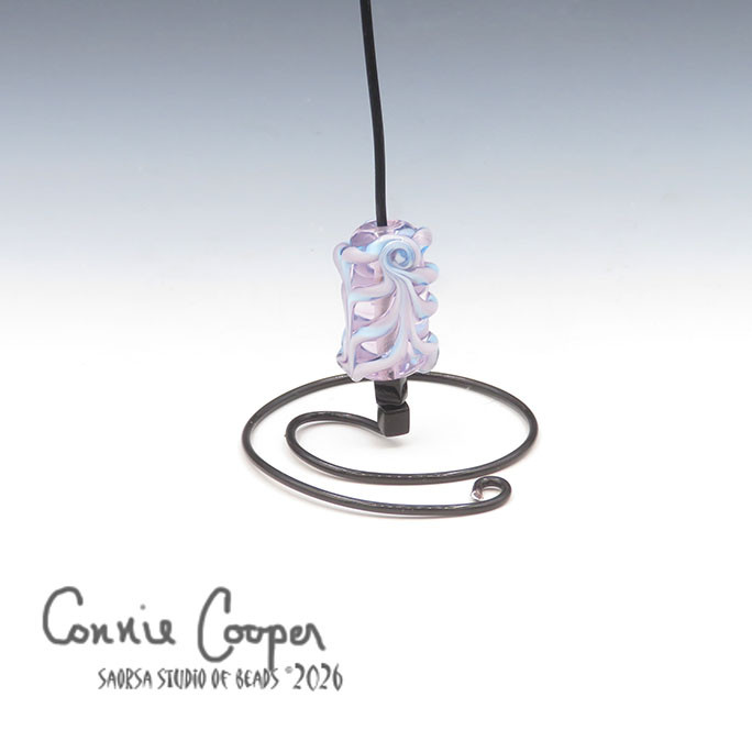 Bead, Pale Amethyst w/Raked Purple & Aqua Twistie  LBF26-7747