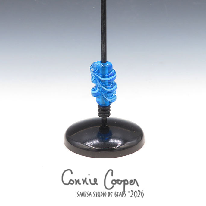 Bead, Aqua w/Raked Lt Turquoise  LBF26-7757