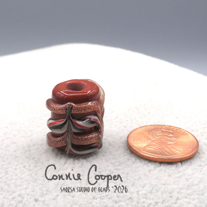 Bead, BIG Hole, Reddish Brown & Aventurina  LBF26-7629