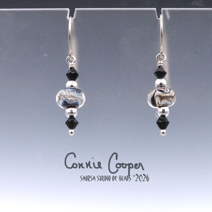 Assorted, Encased Silvered Ivory Swirl on Black GBE26-7982